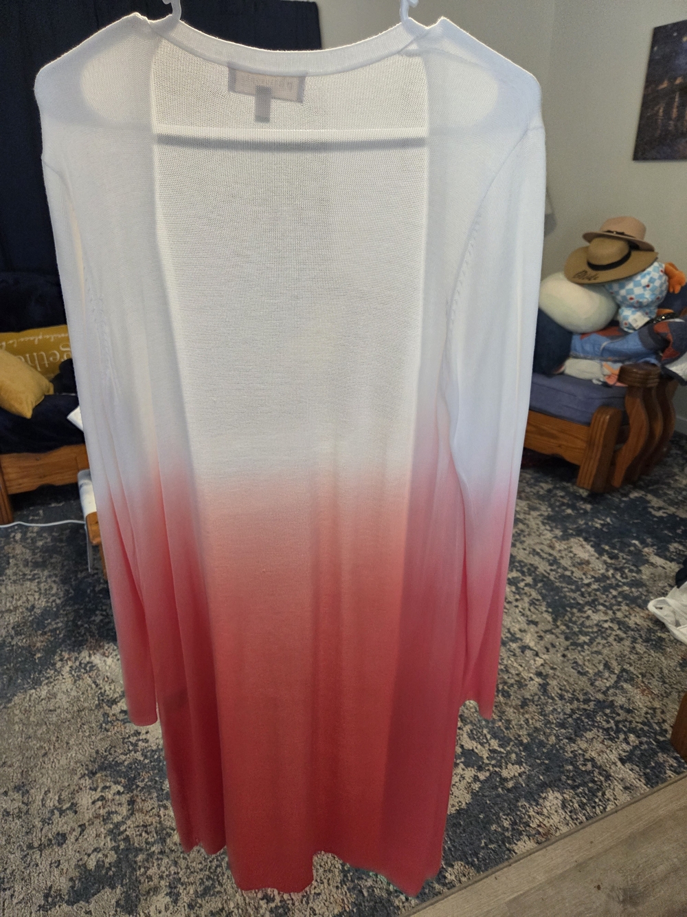 Philosophy ombré white to pink long cardigan